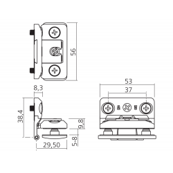 Charniere Prameta 336hg51n Bois /verre - Ref. PRA336HG81N